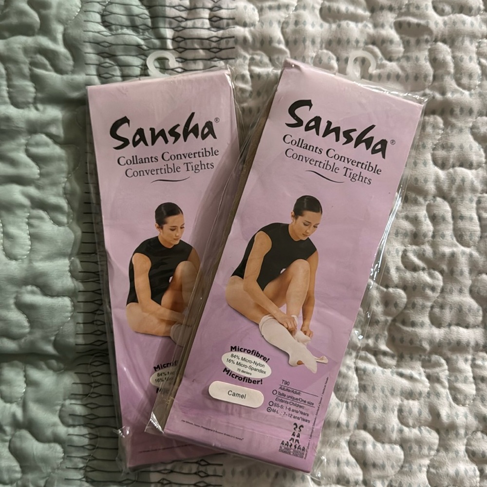 Child’s Sasha T90 convertible tights m/l tan 2 pair new